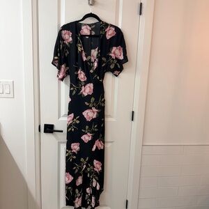 Dynamite Black Dress with Pink Floral Wrap  Design